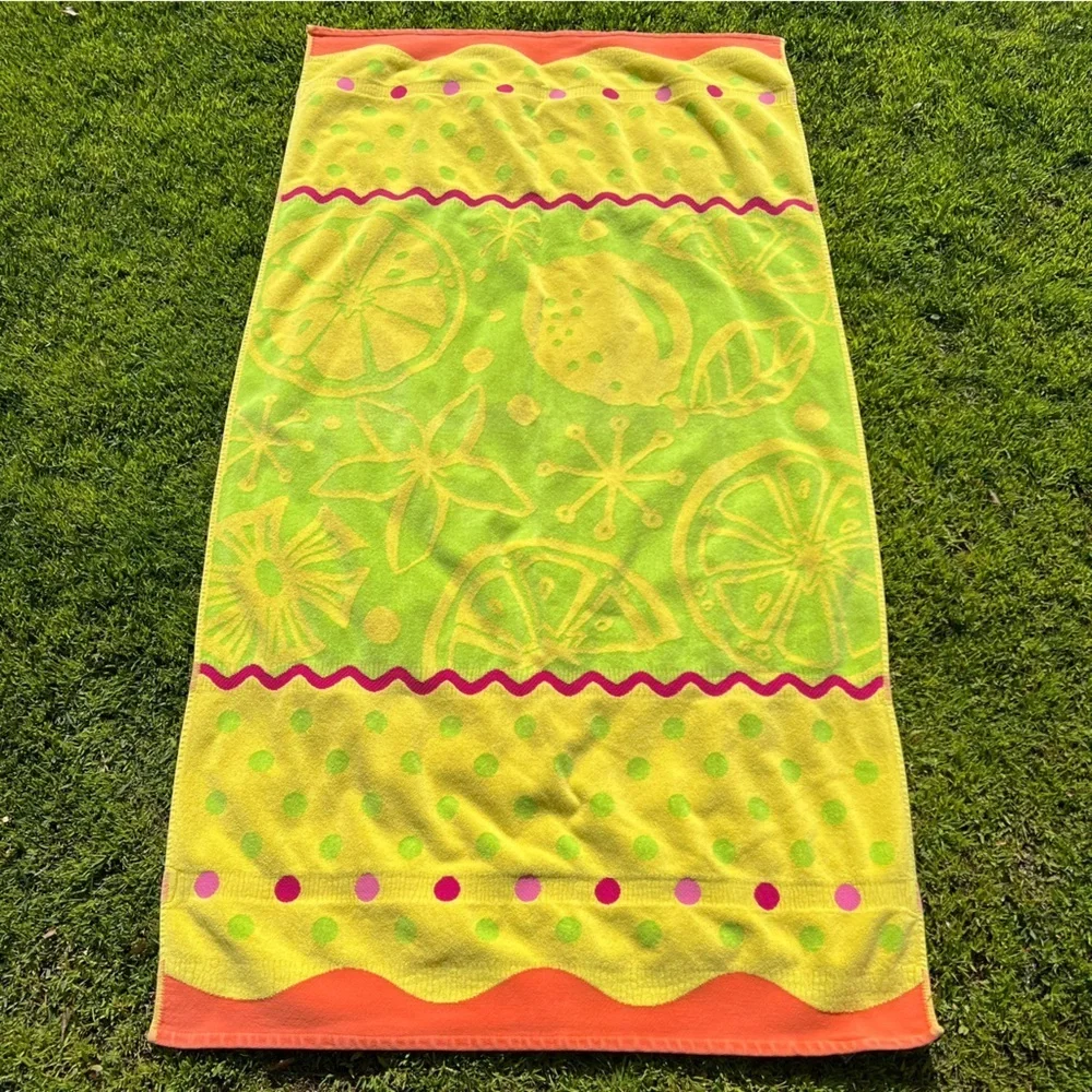 Y2K 100% Egyptian Cotton Oversized Beach Towel Colorful Fruit Polk-A-Dots 36x66